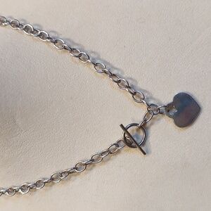Vintage Sterling Silver Heart Toggle Chain Necklace 16"